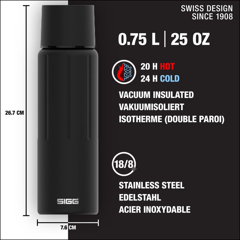 SIGG - Obsidian Insulated Water Bottle - Thermo Flask Gemstone with Cup - Leakproof - Lightweight - BPA Free - 18/8 Stainless Steel - 25 Oz - Image 1